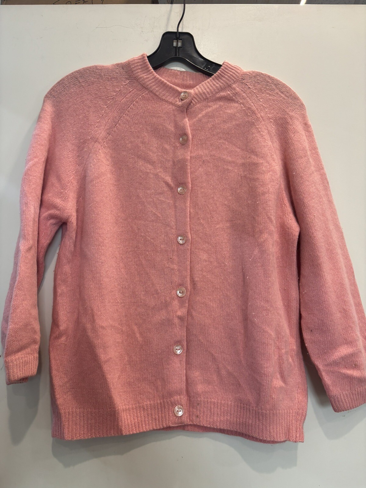 VINTAGE ANGELON BY DARLENE PINK BUTTON UP CARDIGAN MADE IN USA 17.5  » PTP