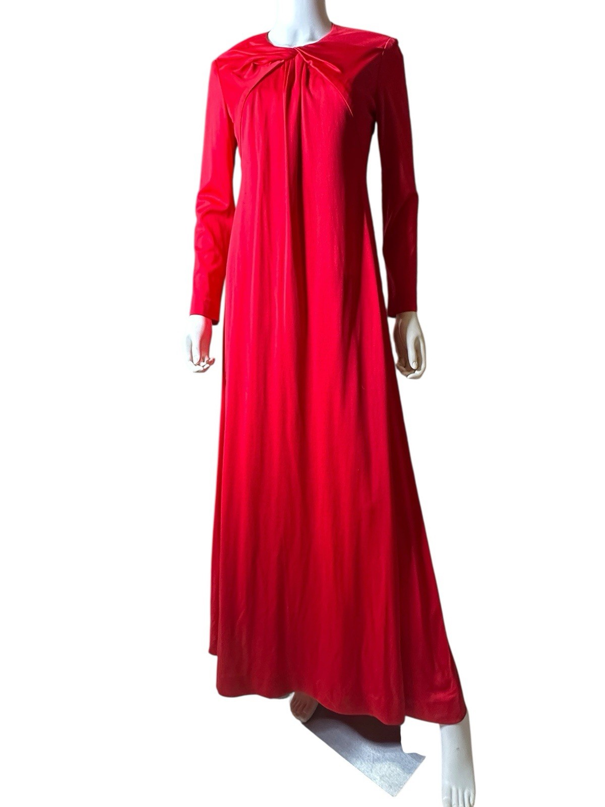 LEO NARDUCCI Ambiance Vtg Designer 1970s Red Holiday Maxi Dress Glamour Rare S/M