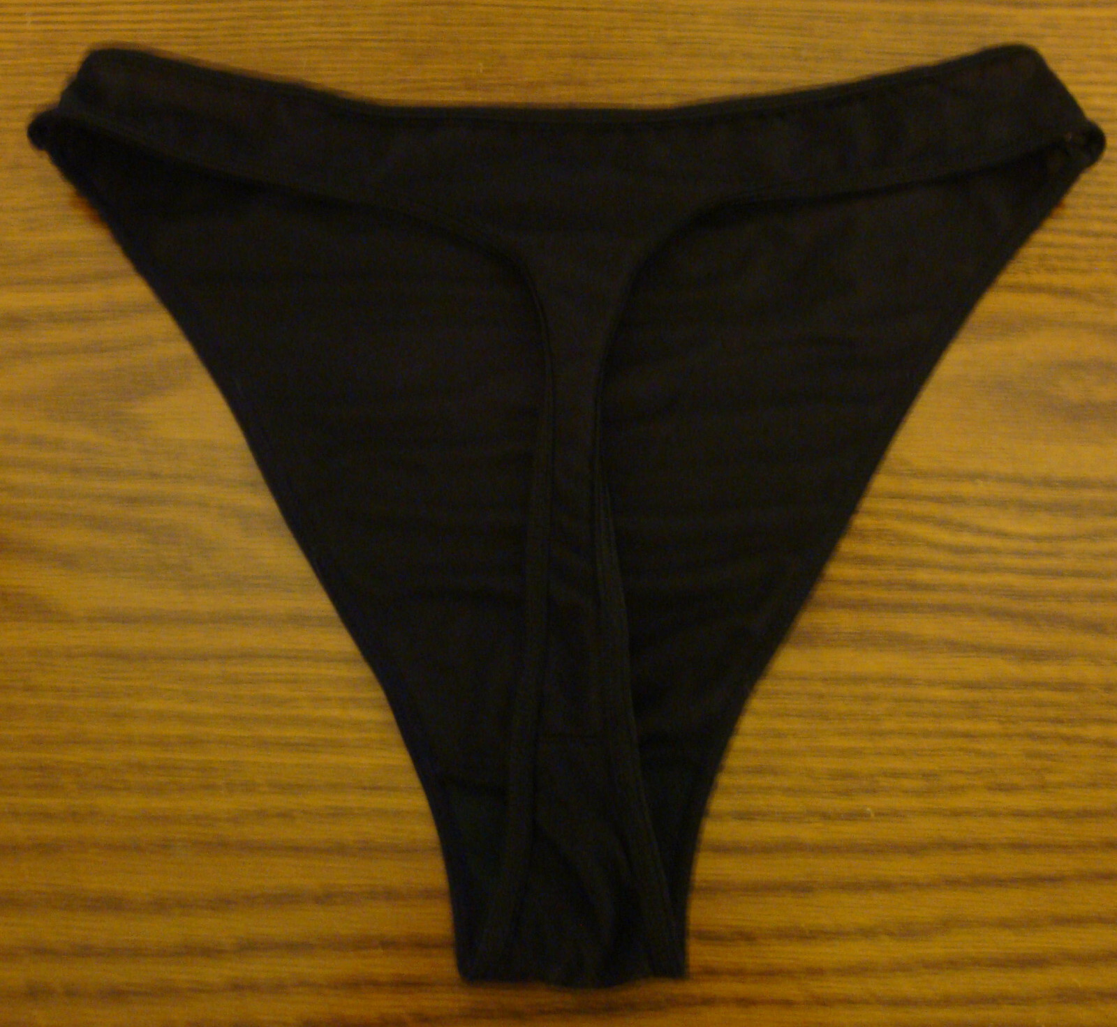 Fruit of the Loom M L Black Lycra Spandex Shiny Shimmery Thong Vintage #433