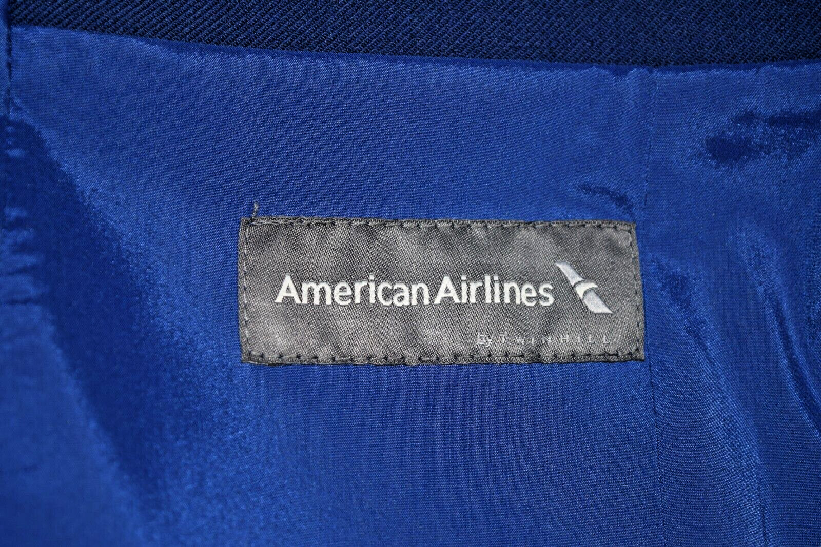 Overcoat American Airlines Issued Size L 2016 Blue Lined Poly Wool Dual Zip Warm