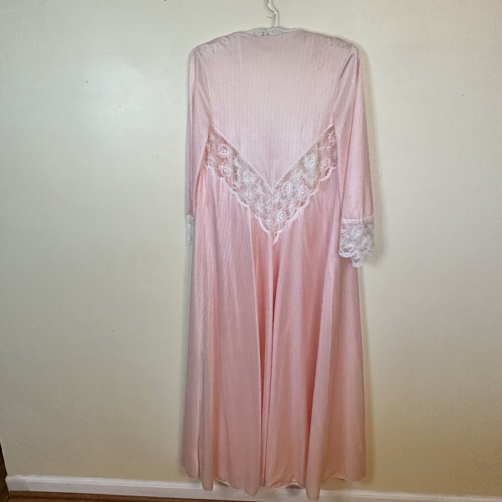 Vtg Miss Elaine Nylon Lace Nightgown Robe Set Womens Neglige Union Made Medium