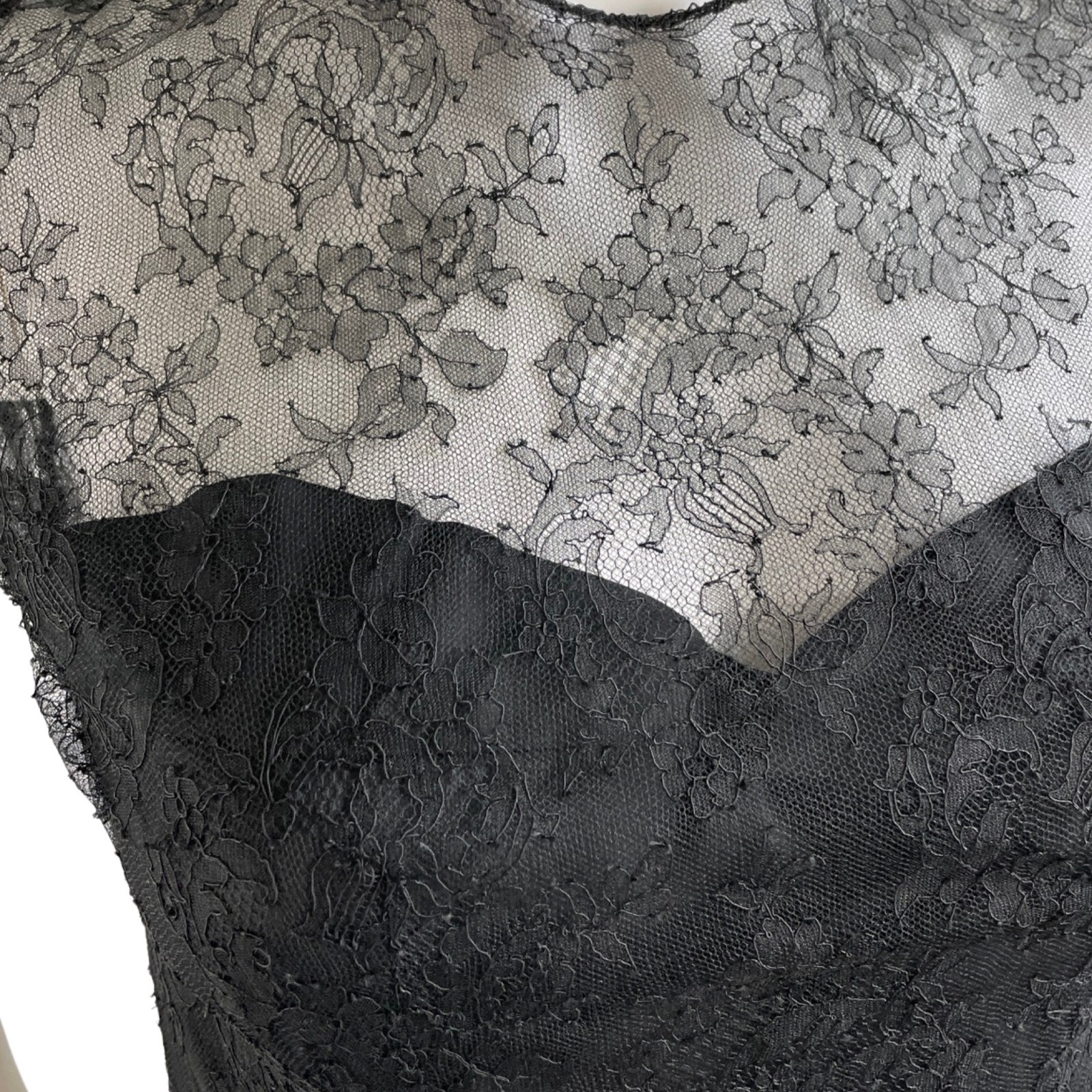 Vintage 1950s Black Dress Lace Crinoline Fit & Flare Special Occasion Size XS
