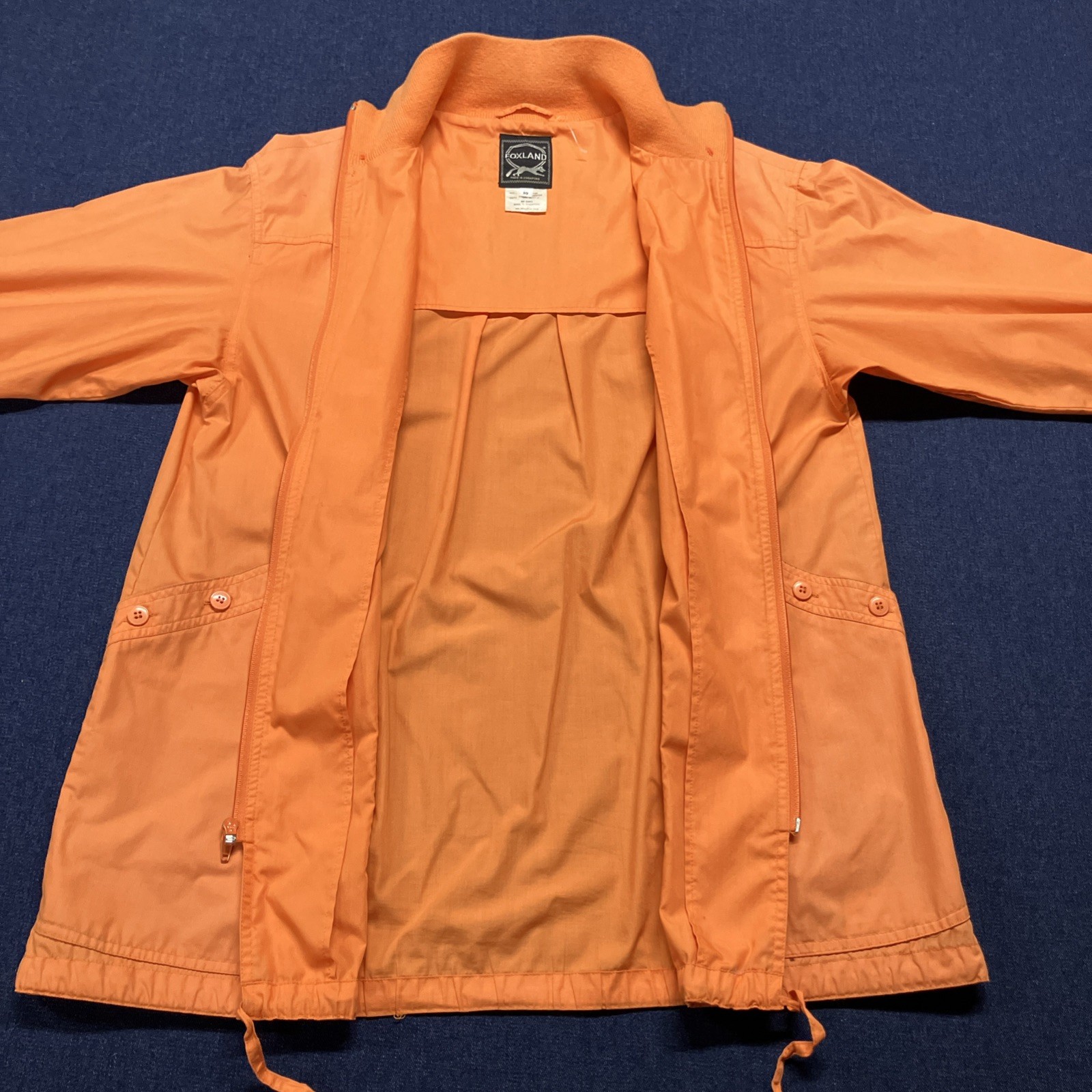 Vtg Distressed 70s 80s Foxland Polycotton Long Rain Windbreaker Jacket Orange L