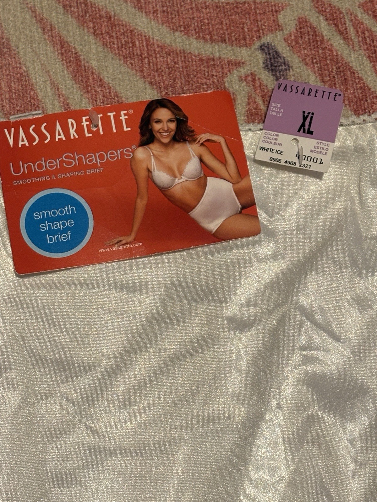 Vassarette Undershapers Womens Vintage NOS Brief Panties White Nylon Spandex XL