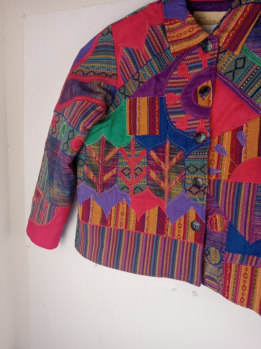 Vintage Women’s Patchwork Jacket XL Kitsch Sharon Anthony Appliqué Pre Owned