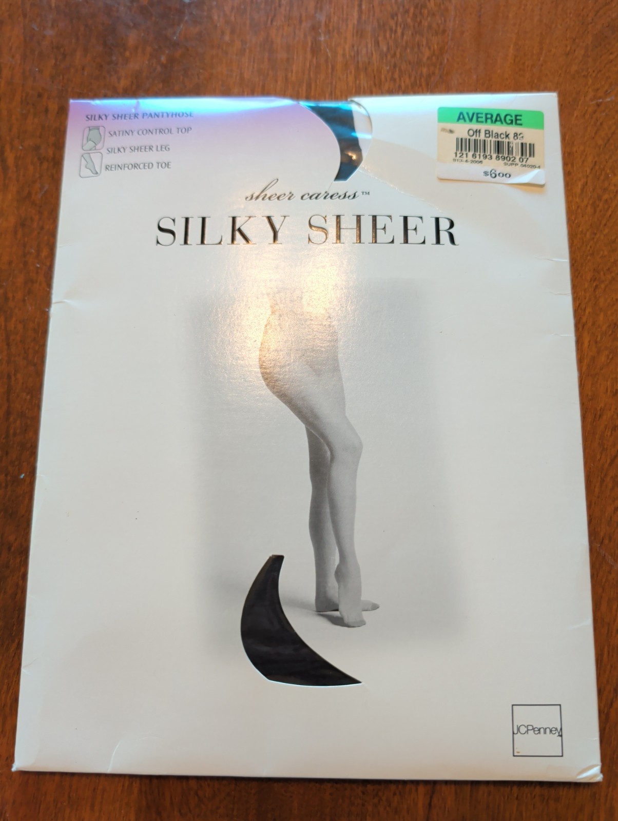 JCPenney Sheet Caress Silky Sheer Off Black 89 Average Control Top PANTYHOSE