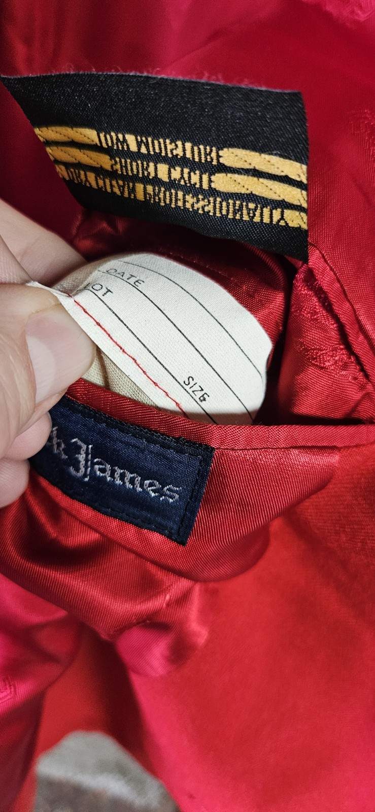 Vintage Burberrys&rsquo; Patrick James Cherry Red Double Breasted Wool Blazer Sz Lrg