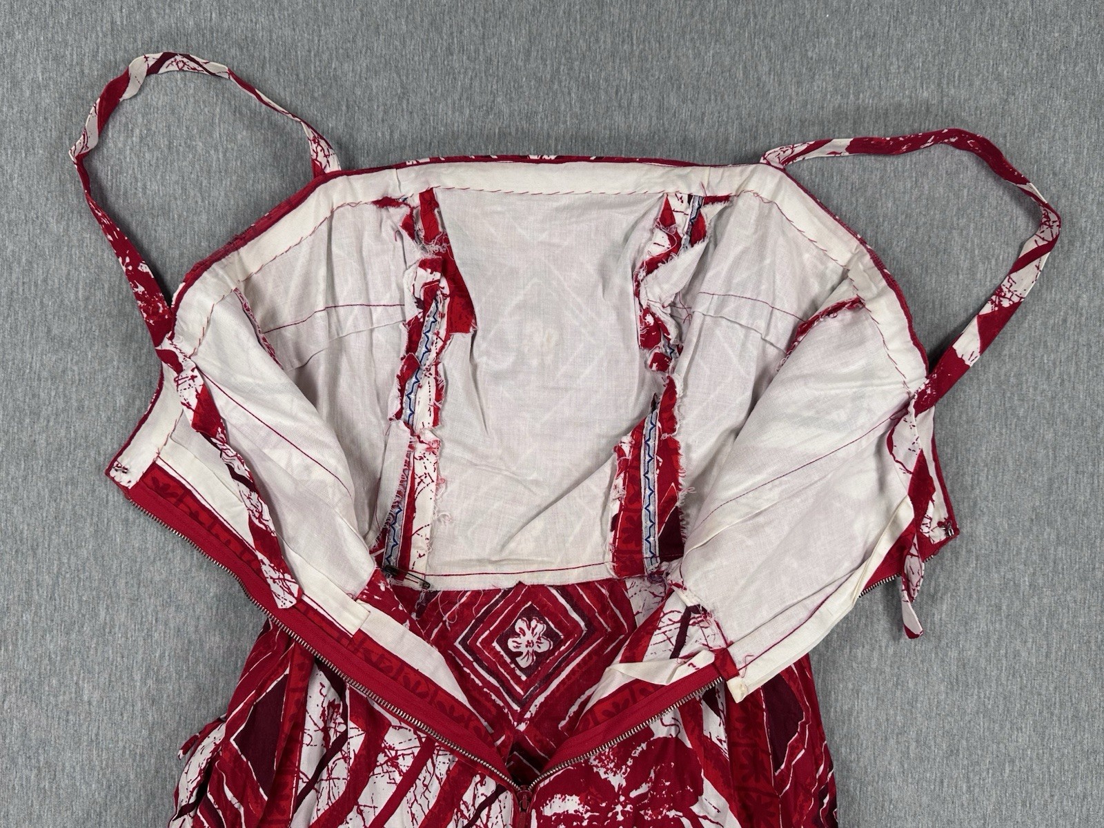 VINTAGE 50&rsquo;s Hawaiian Red White Cotton Sarong Dress Pin Up VLV Retro Rockabilly