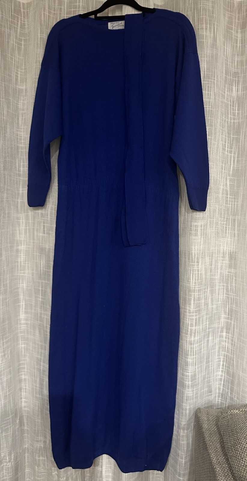 Vintage Trimmingham&rsquo;s Bermuda Blue 100% Lambswool knitted Maxi Dress for Women