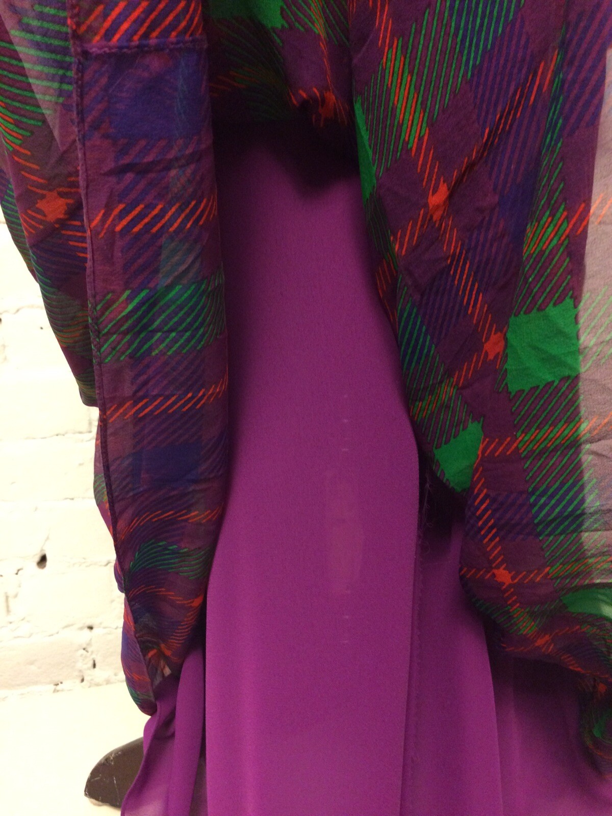 William Pearson Vtg 80s Silk Blouson Dress Pink Plaid 10-12 Secretary Office