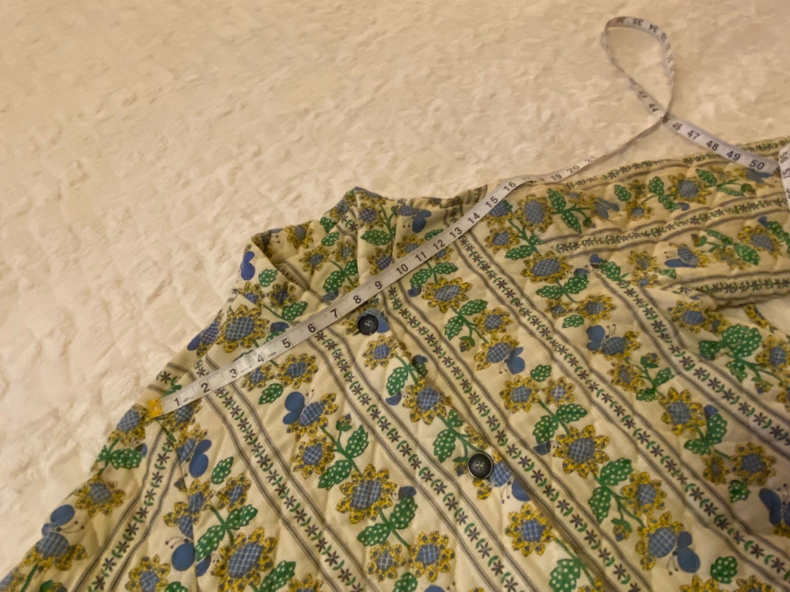 VTG Sunflowers Handmade Drab Peasantcore Belted Robe House Coat SZ XL