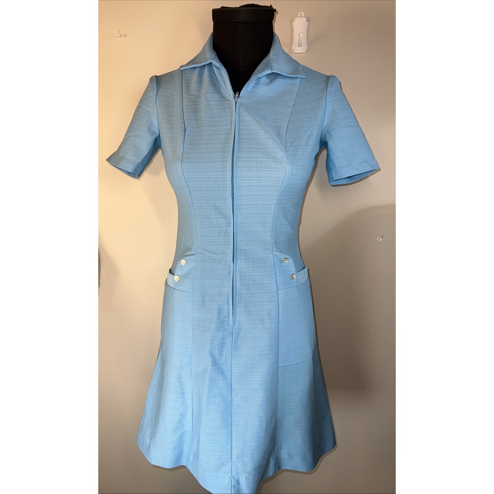 Crest Vintage 1960S Dress Light Blue Size 8 cottagecore retro mod waitress vibes
