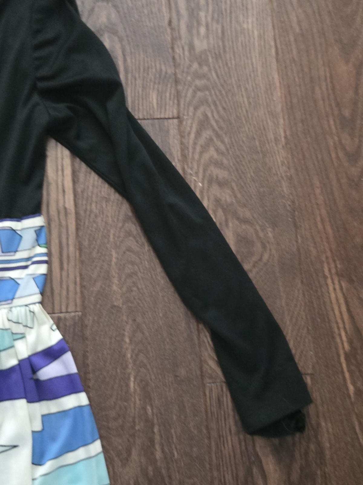 Vintage 70s Mod Maxi Dress Empire Waist Geometric Print Black Long Sleeve Boho