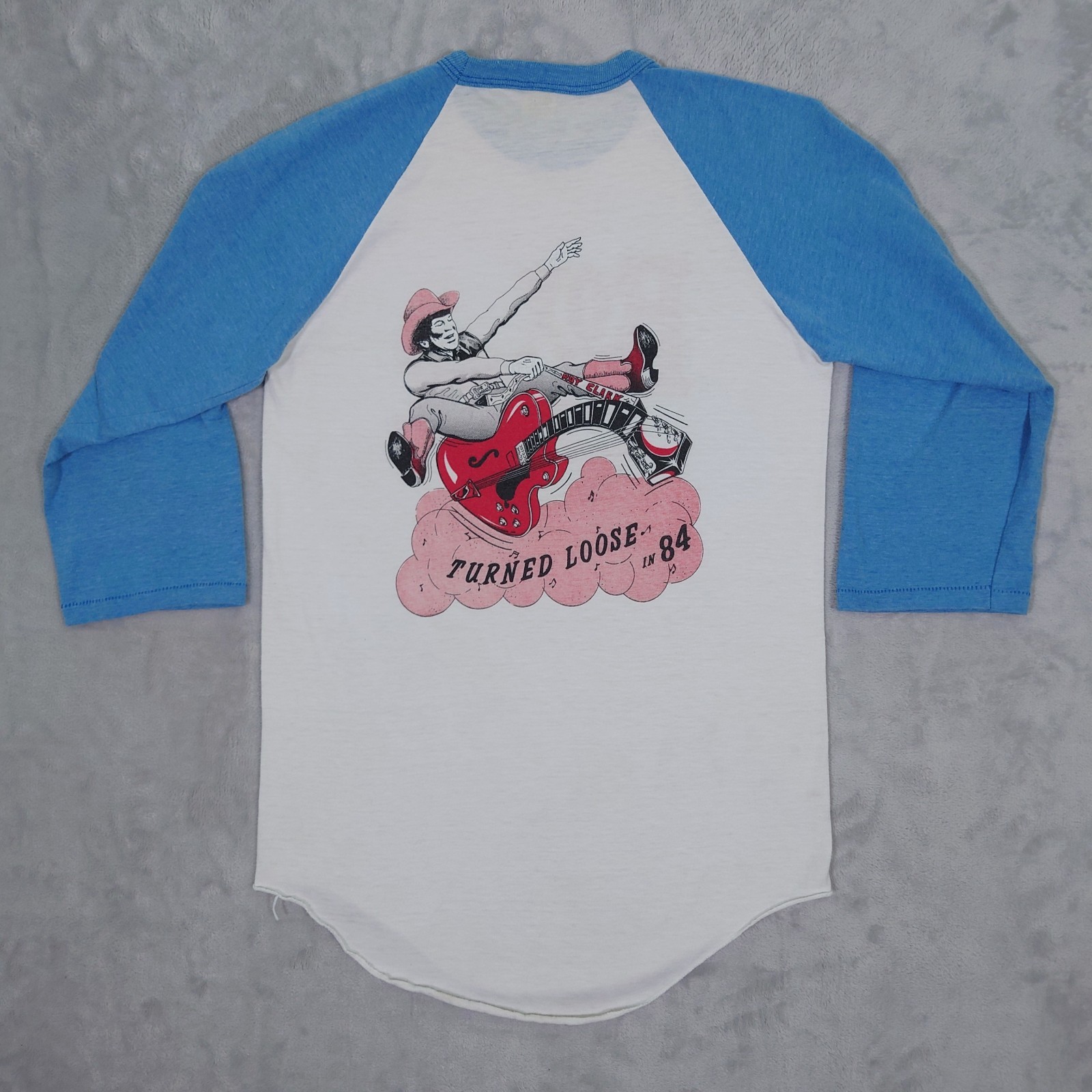 Vtg 80s Roy Clark Concert Tee Women&rsquo;s M Raglan 3/4 Sleeve T-Shirt Country Music