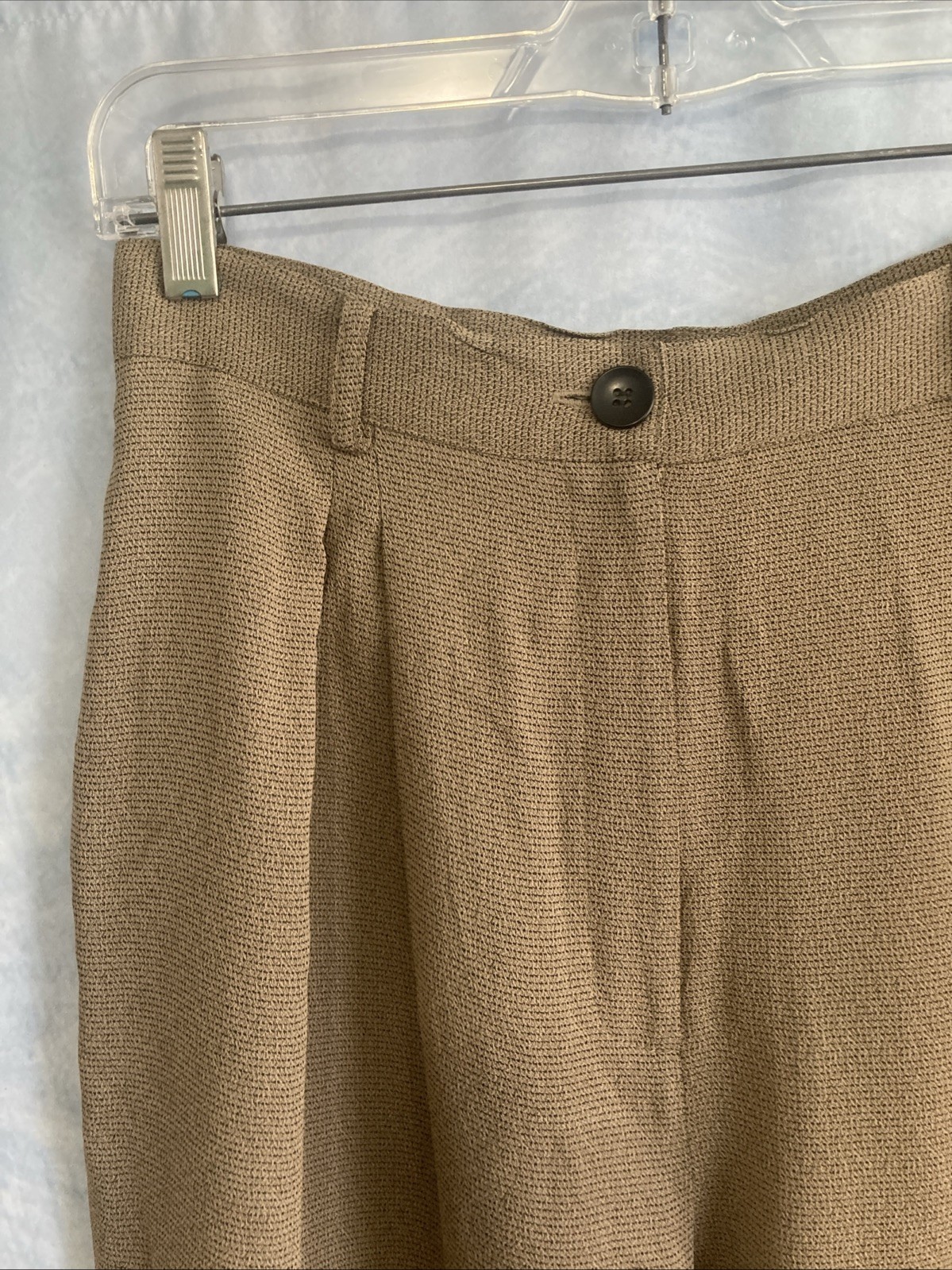 Vtg 90s Rena Rowan Saville Pleated Dress Pants Sz 10 Tan Rayon Acetate GUC