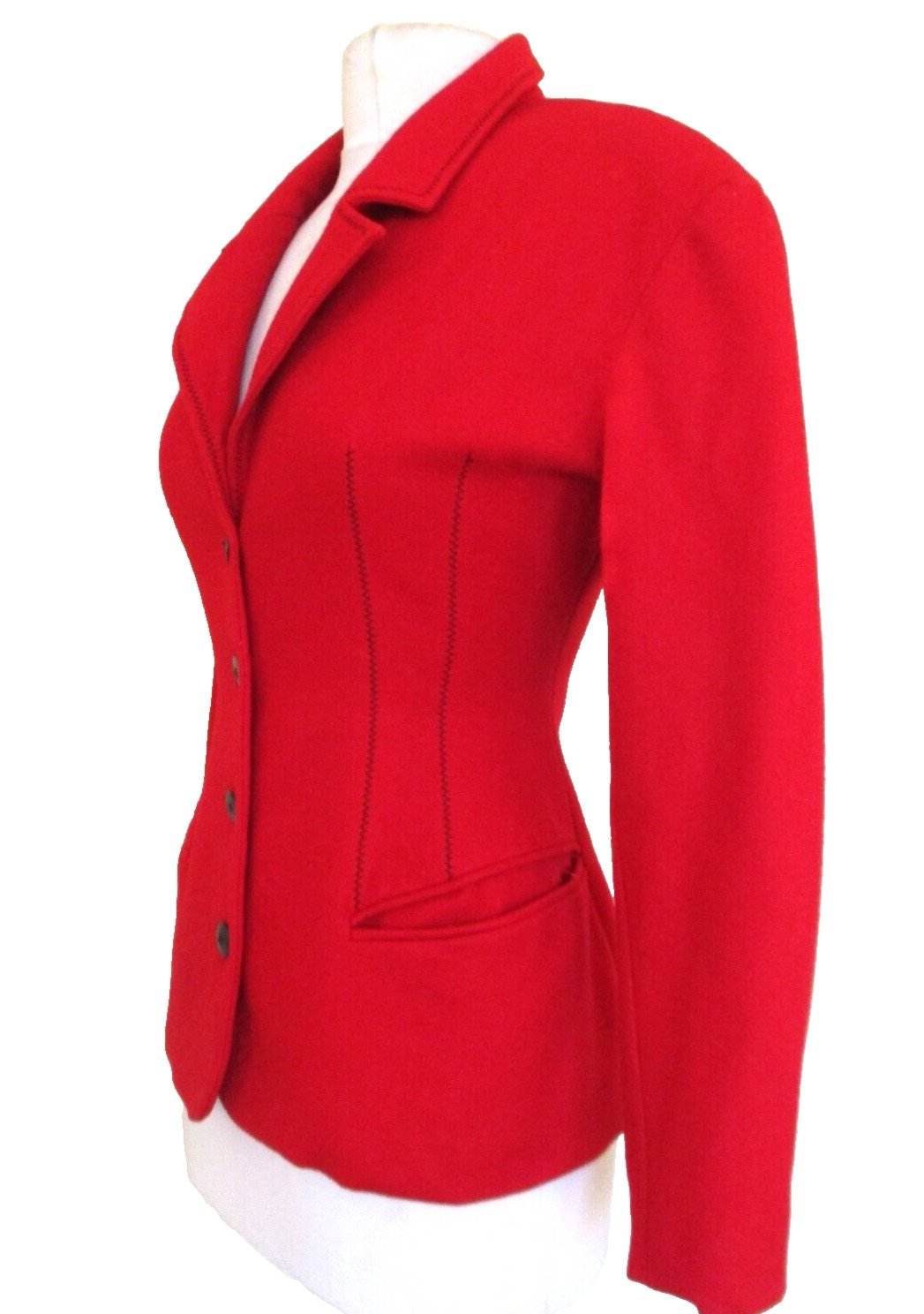 Vintage 1980s Plein Sud Jacket Red Wool Cashmere Blend XS Women Nipped Waist