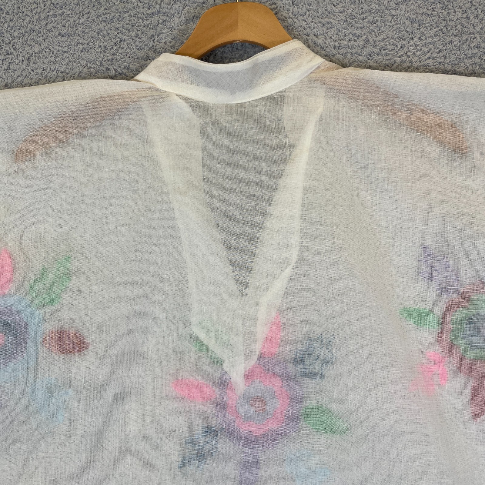 Vintage 1970s Kaftan Hand Embroidered Floral Motifs Folk Art Festival Poncho OS