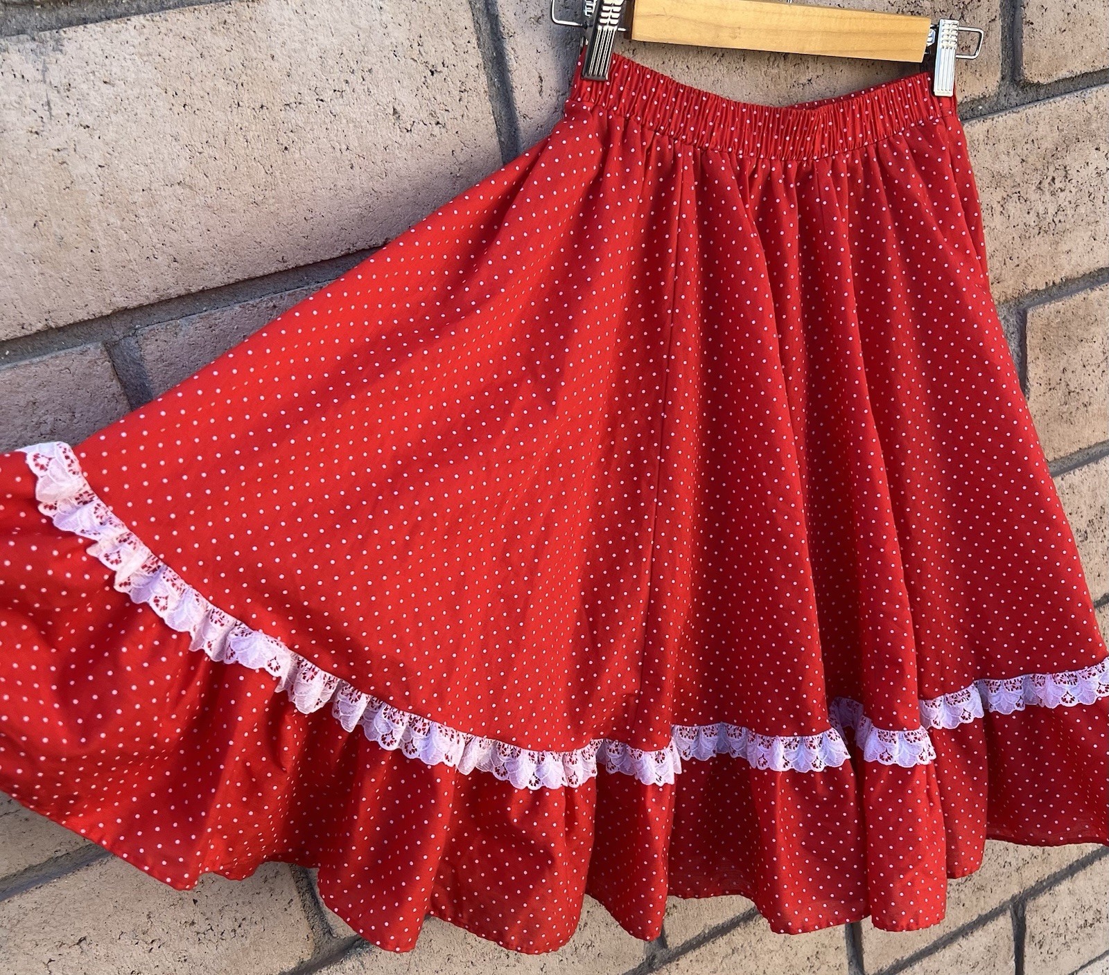 Vtg Partners Please Malco Modes Red Polka Dot Prairie Western Square Dance Skirt