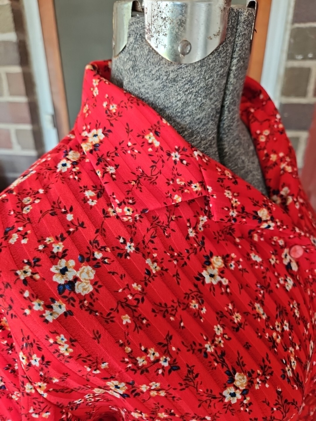 Vintage Graff Californiawear Red Button Shirt Blouse Peasant Medium