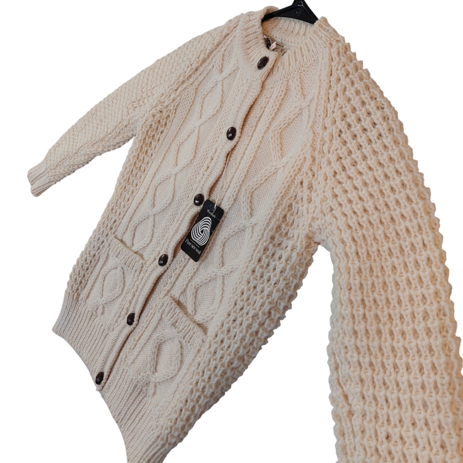 Archie Brown & Son Wool Cardigan Sweater Womens Cable Knit Button Front.SZ Small
