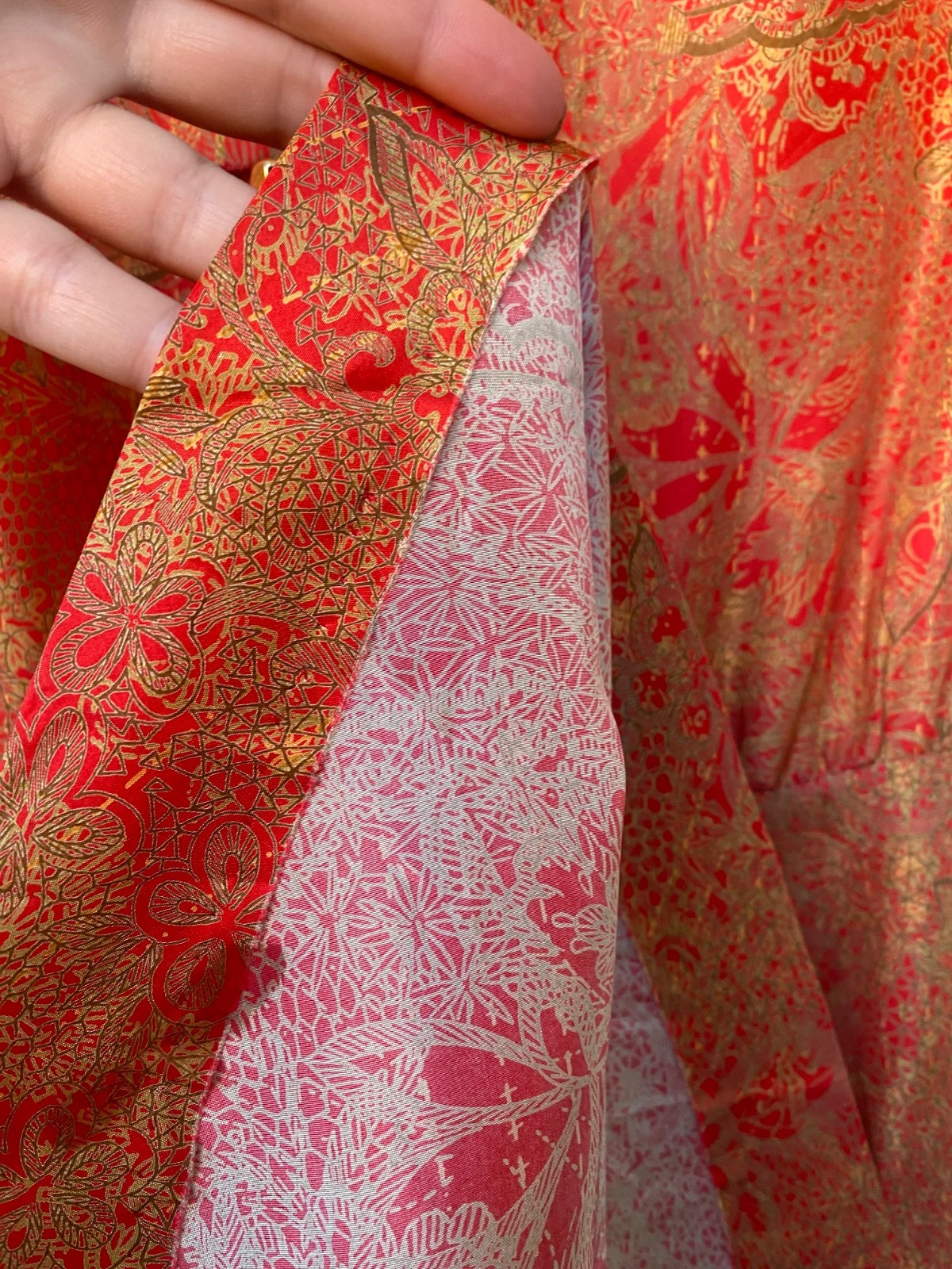 Rare 80s Vintage Pure Silk Dress Baroque Paisley Gold Print Avant Garde M L