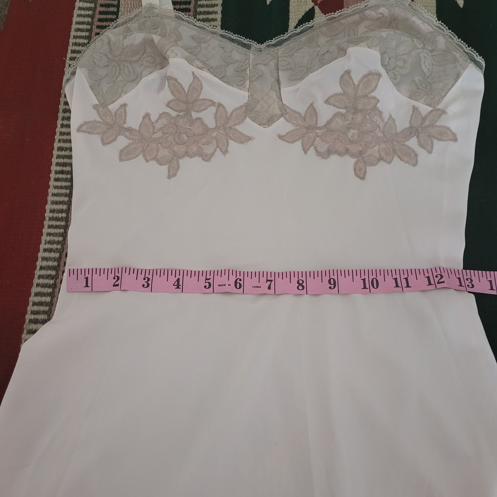 Vintage Charmode Sears Nylon Lace Full Slip Dress Sz 32 Pink Romantic Coquette