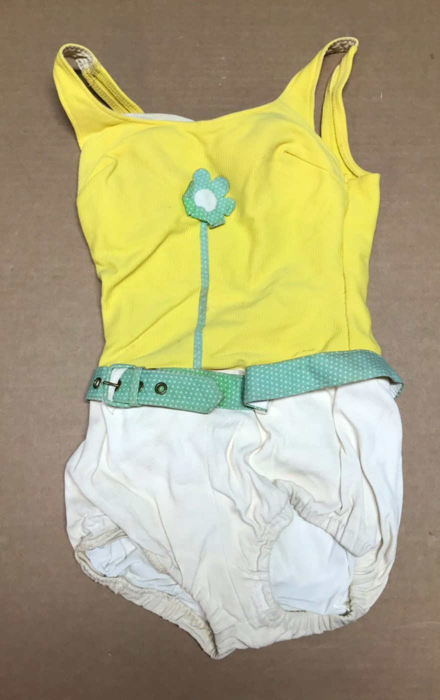 VTG Yellow 1930s Women&rsquo;s Dune Deck Bathing Suit Beach Wear Swimsuit Old 442-26B