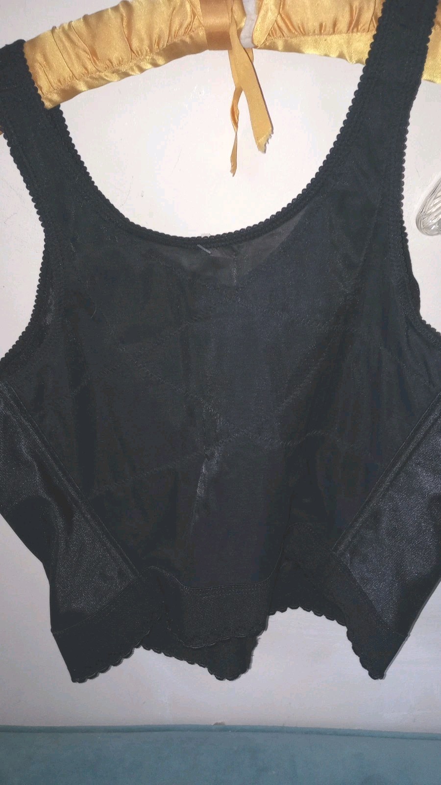 Vintage Black Exquisite Form Longline Bullet Bra 42D front closure pinup retro