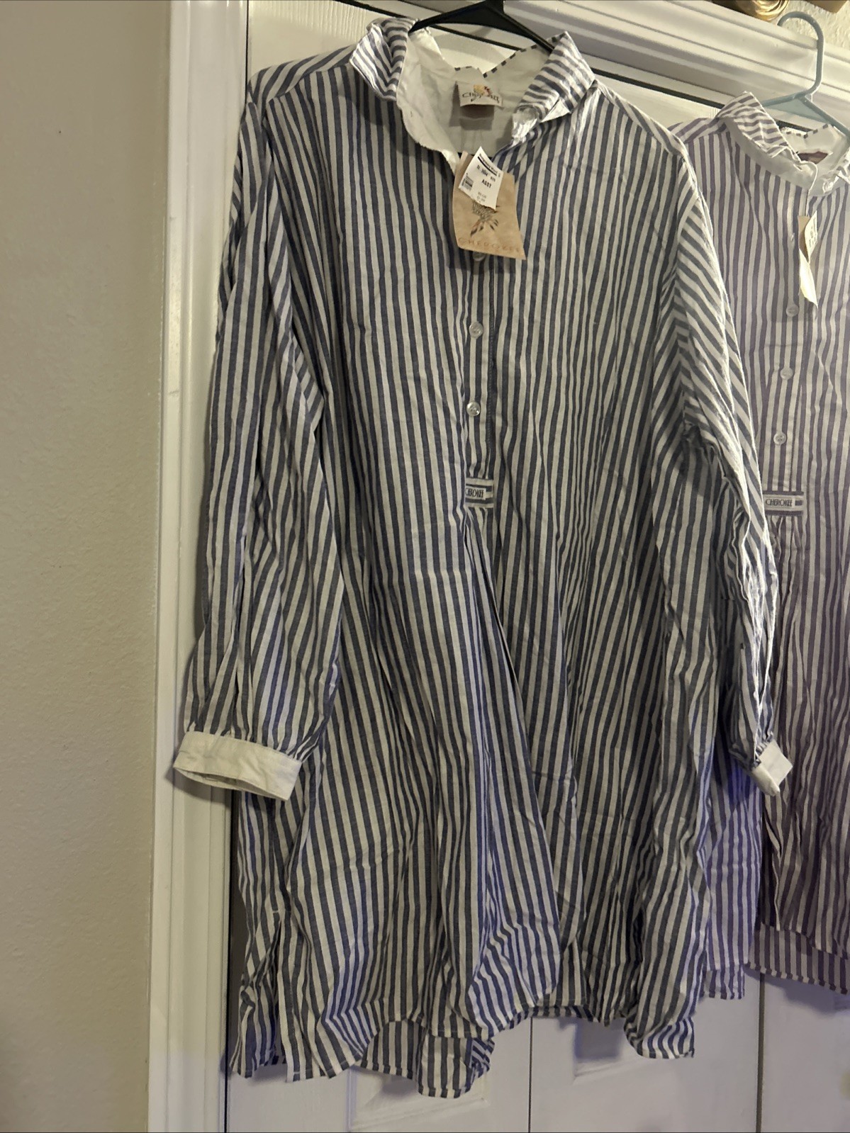 VTG Cherokee Striped Long Cottagecore Sleep Shirt Lot Of 3 NOS Deadstock 80s 90s