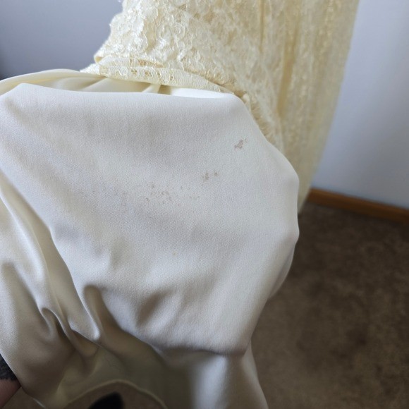 Fredericks of Hollywood Lace Maxi Dress Corset Back Cream White Size 11 12