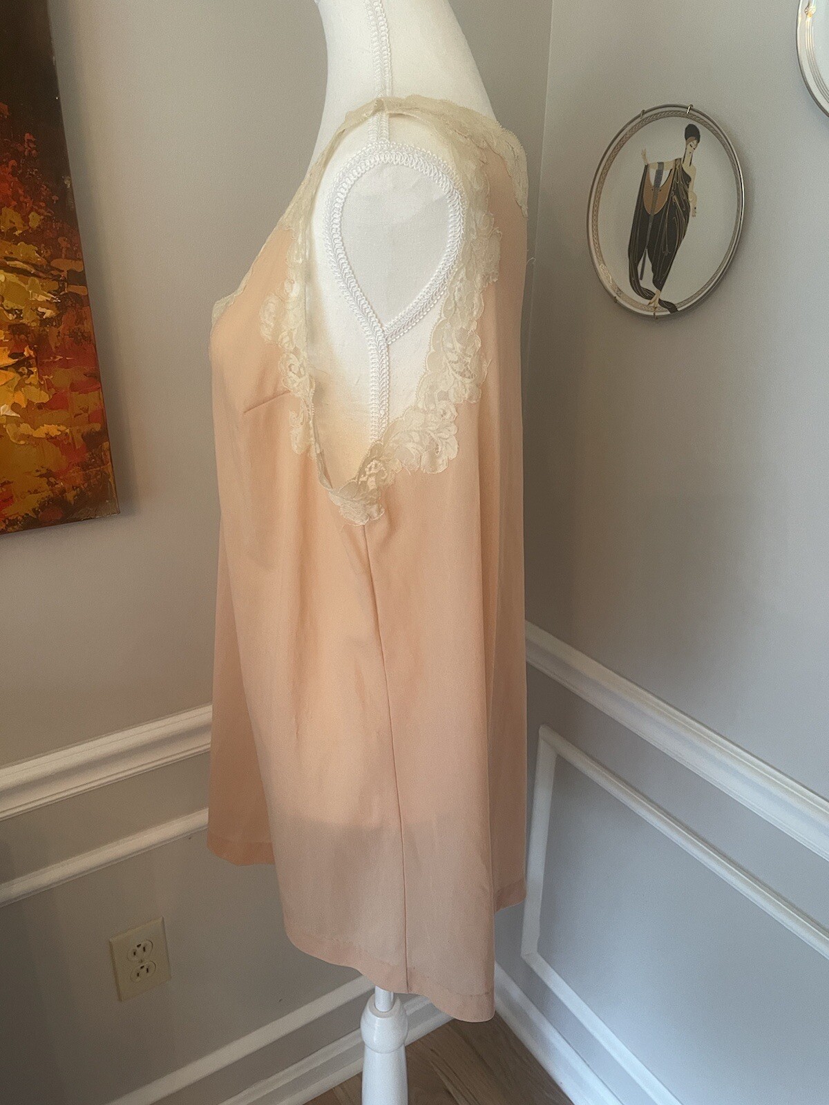 Emilio Pucci For Formfit Rogers Lace Top Slip Dress Lingerie Sz 12-14 Blush Pink