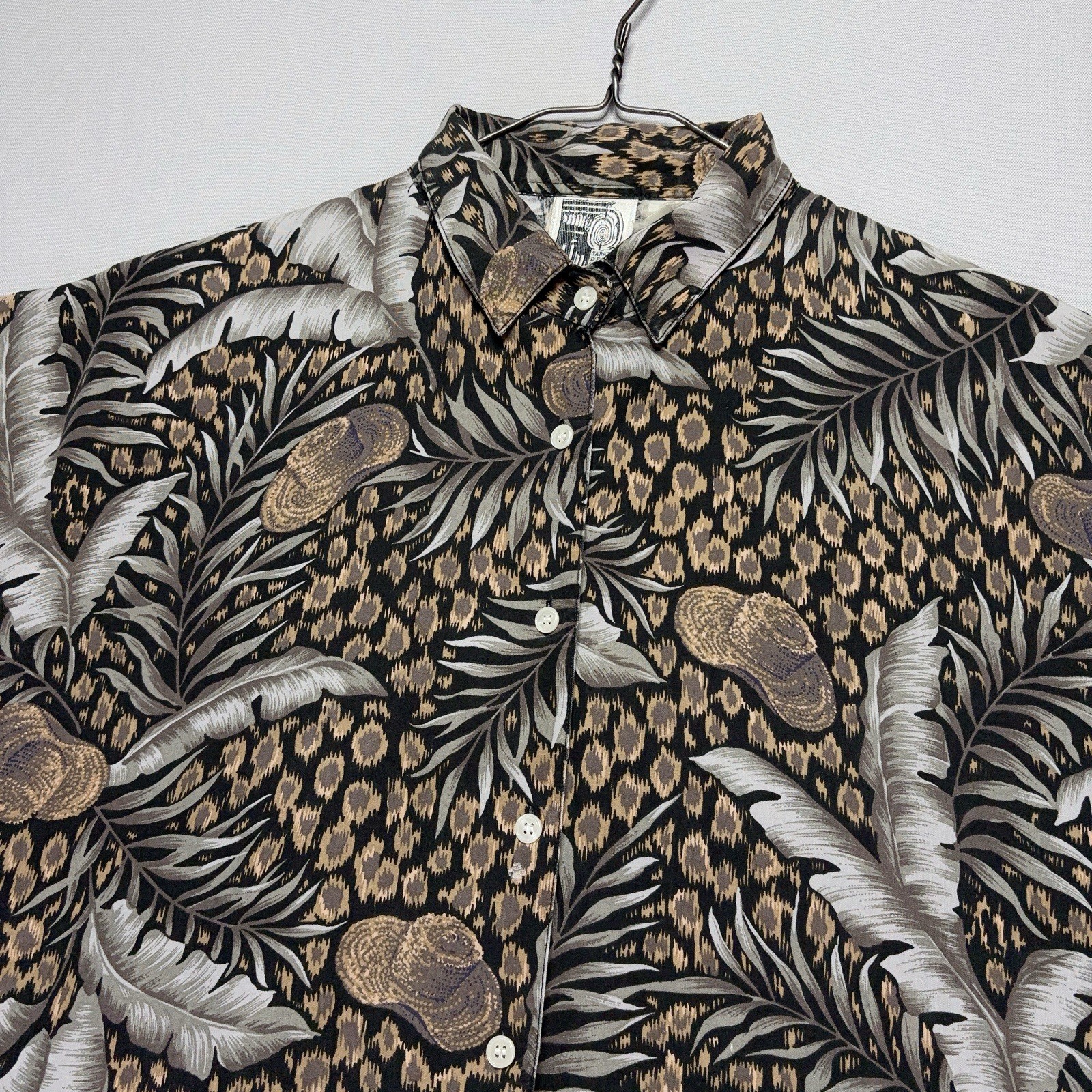 VTG 80s / 90s Tarazzia Design Group Button Down Shirt – Tropical – LARGE / XL