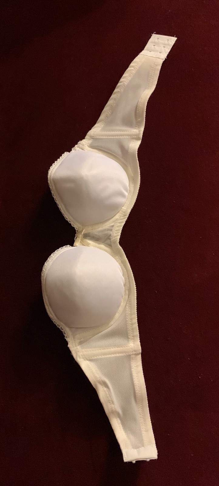 Vintage Strapless Bra White Underwire Seamless Nylon Lycra Spandex 1970s NEW 32B