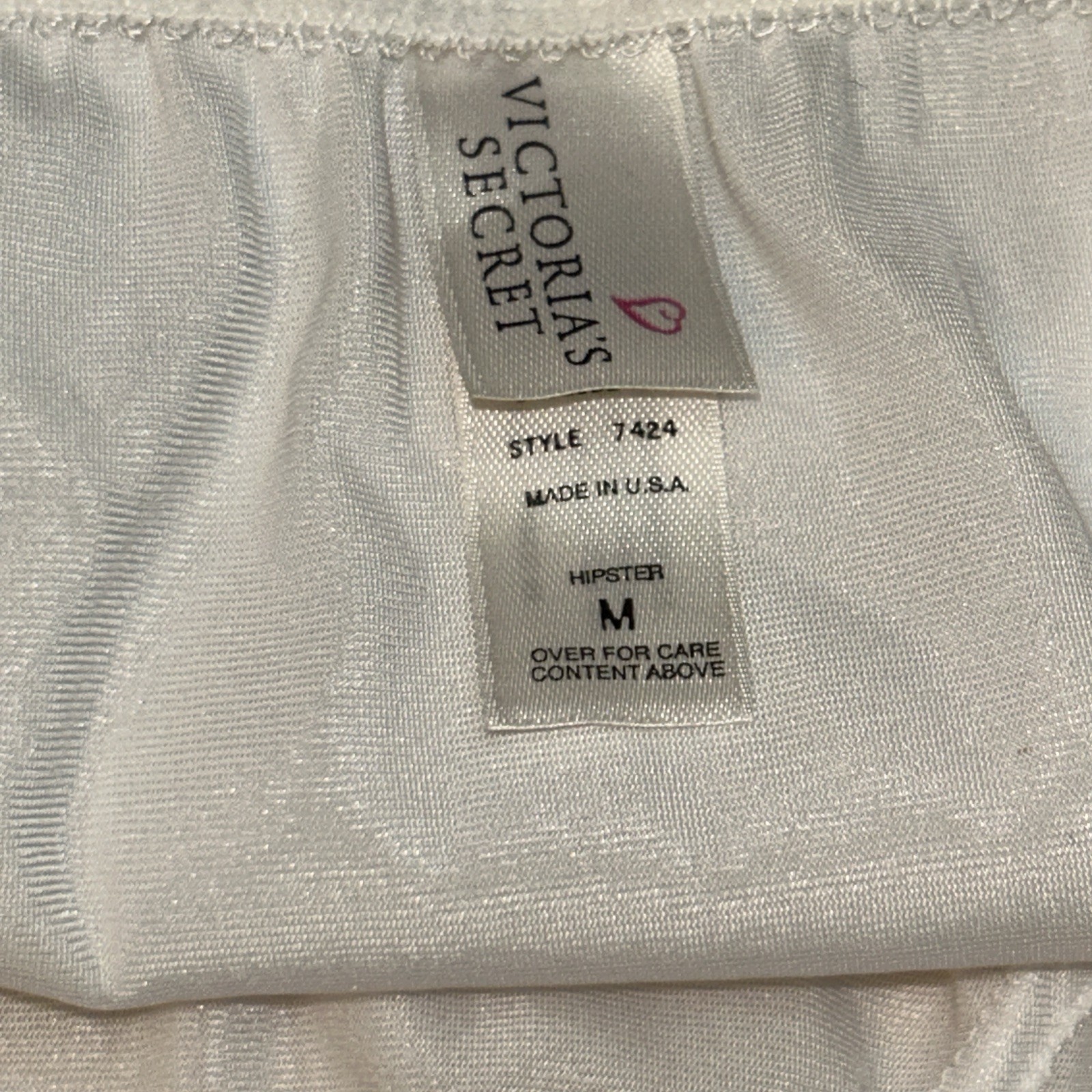 Vtg 90s Victorias Secret Hi Cut Hipster Panties M Second Skin Satin White 7424