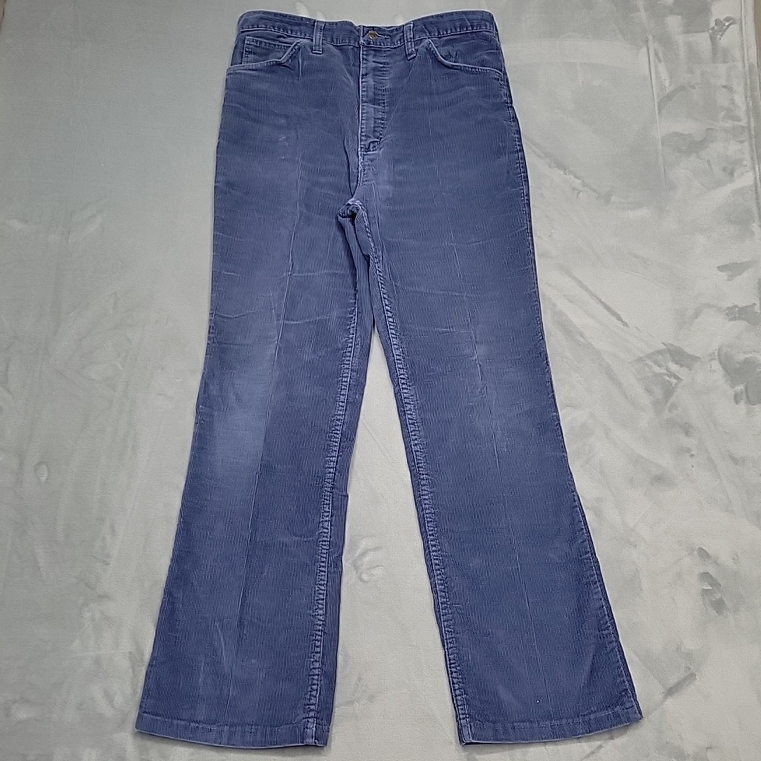 Vintage Wrangler Pants Womens 34 X Long Blue Corduroy Cowboy Flare Made In USA