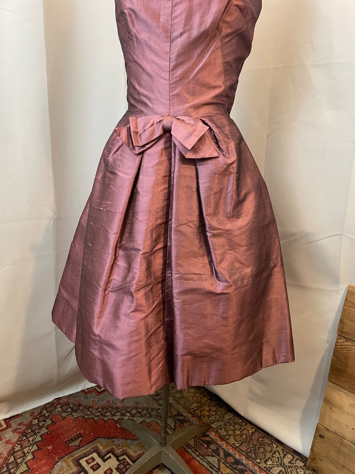 Amethyst Purple Raw Silk Cocktail Party Dress 1950s Vintage Rockabilly XS S