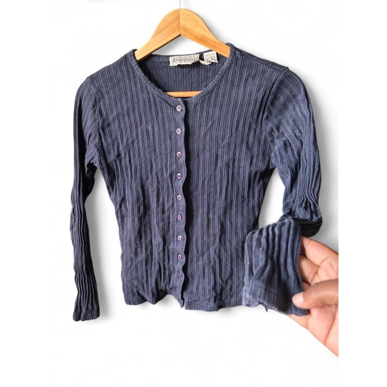Ribbed Cardigan Y2K Aeropostale Indie Sleeze Cotton Button Bella Swan Vintage M