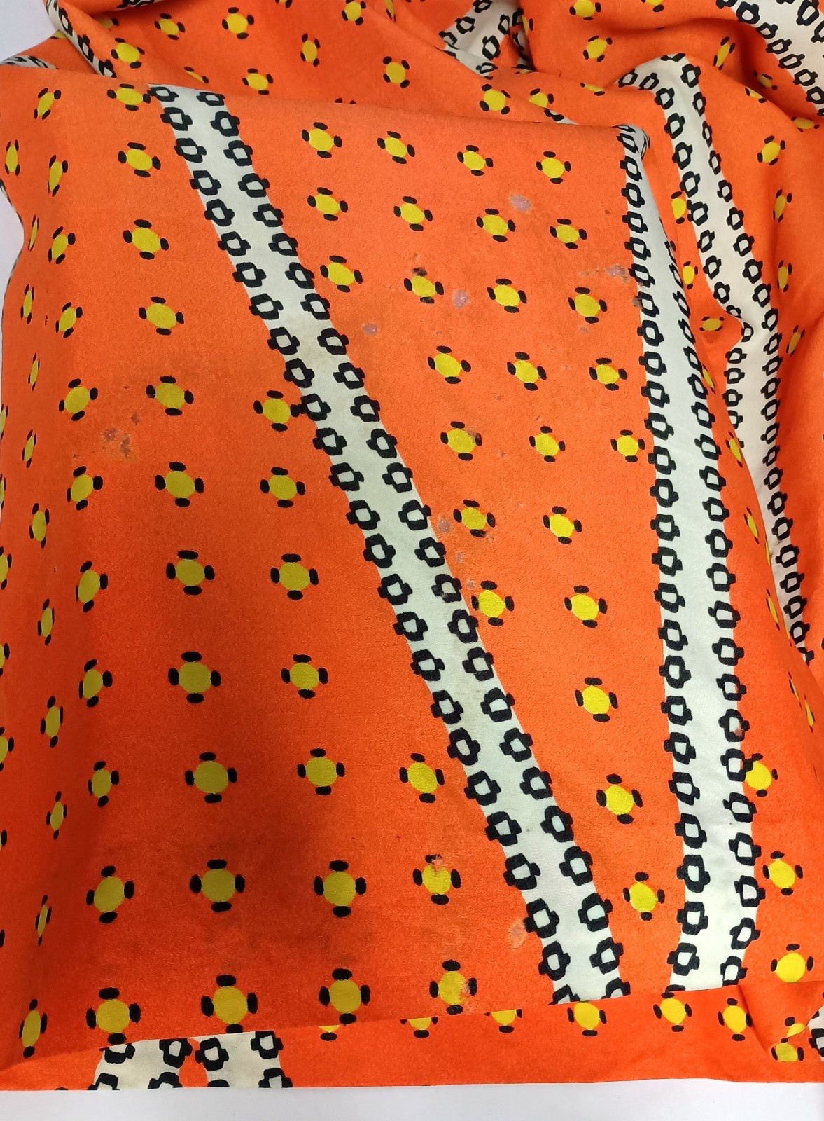 Vtg 60&rsquo;s- 70s Kiva Ltd Orange Multi Dot Print Halter Maxi Dress Vintage Size 14