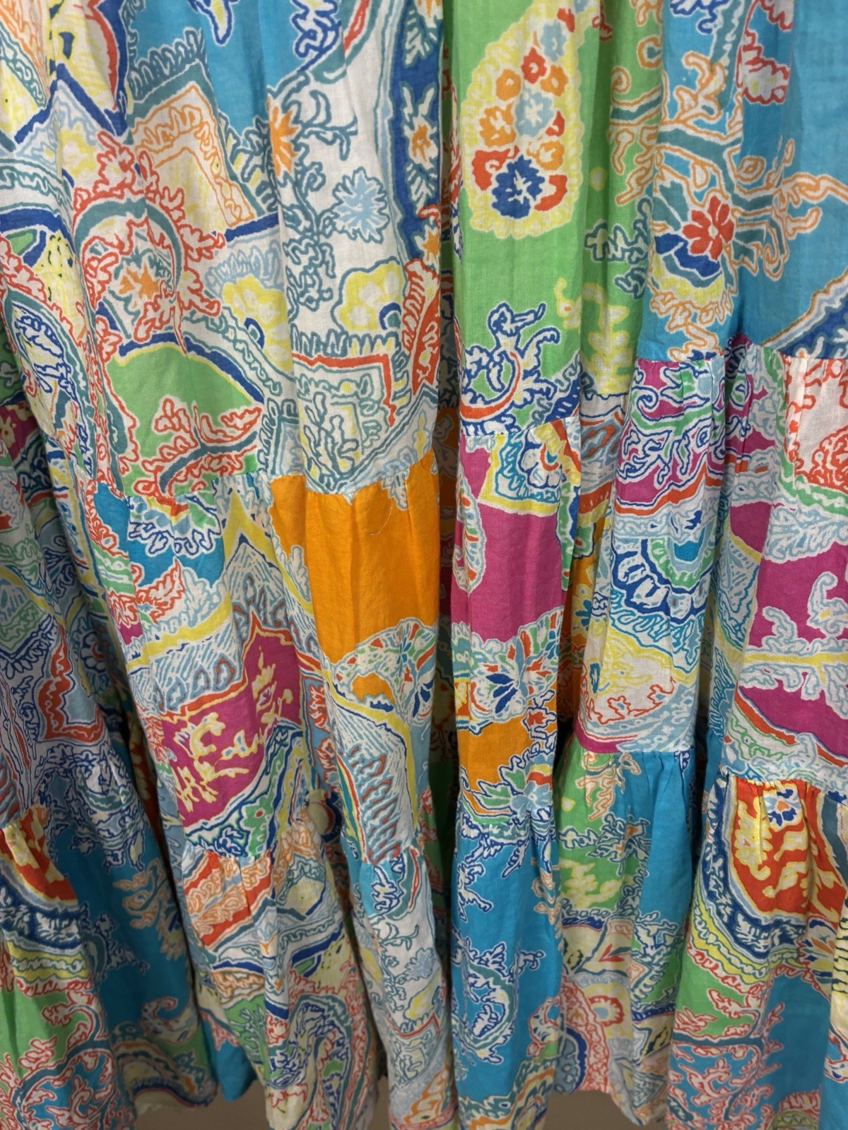 VTG Lauren Ralph Lauren y2k 90s Paisley Tiered Cotton Maxi Skirt M Boho Festival