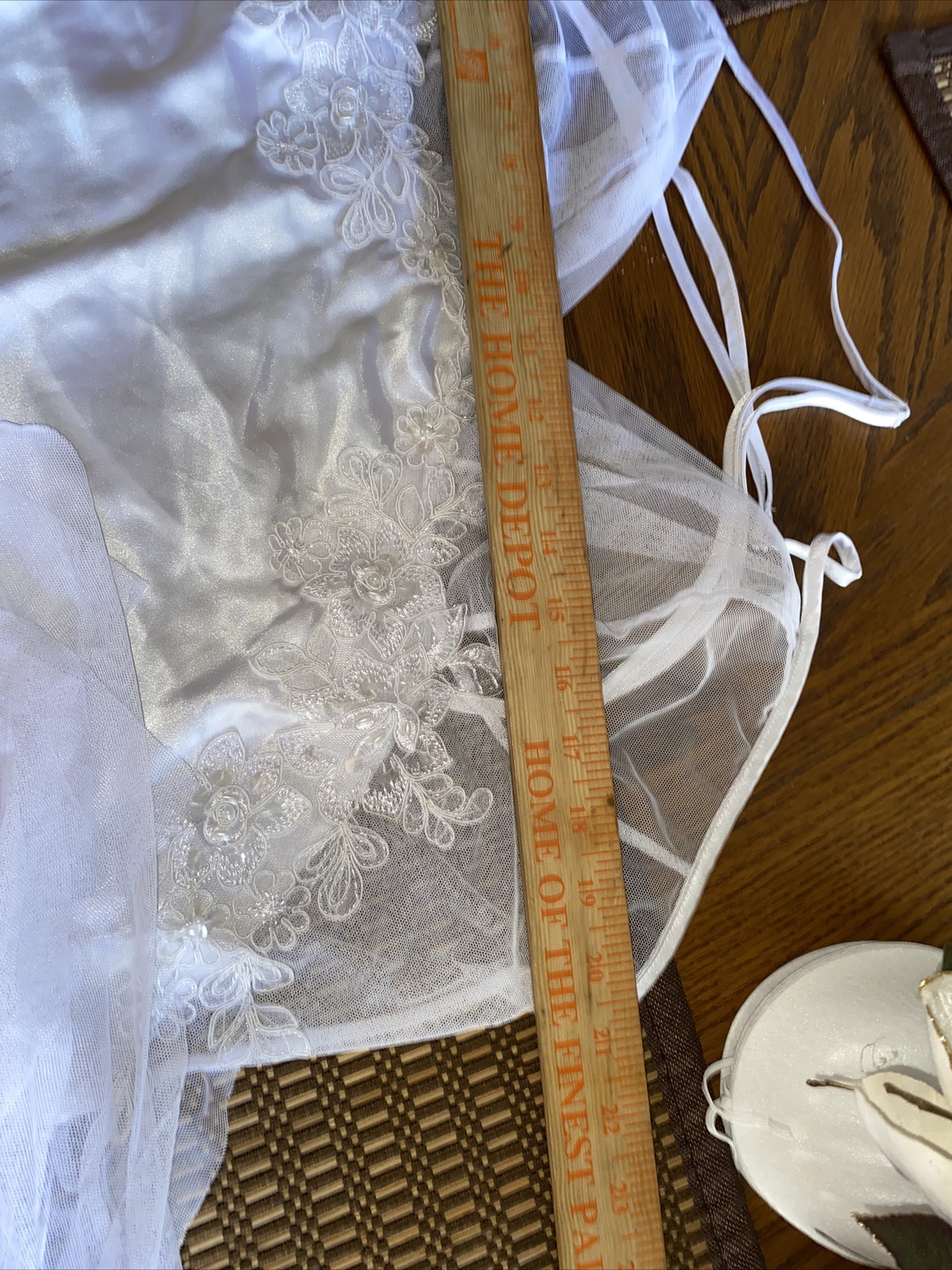 VTG Intimate Attitudes Plus Size 1X Satin Lace SHEER BABYDOLL TIEBACK SWC
