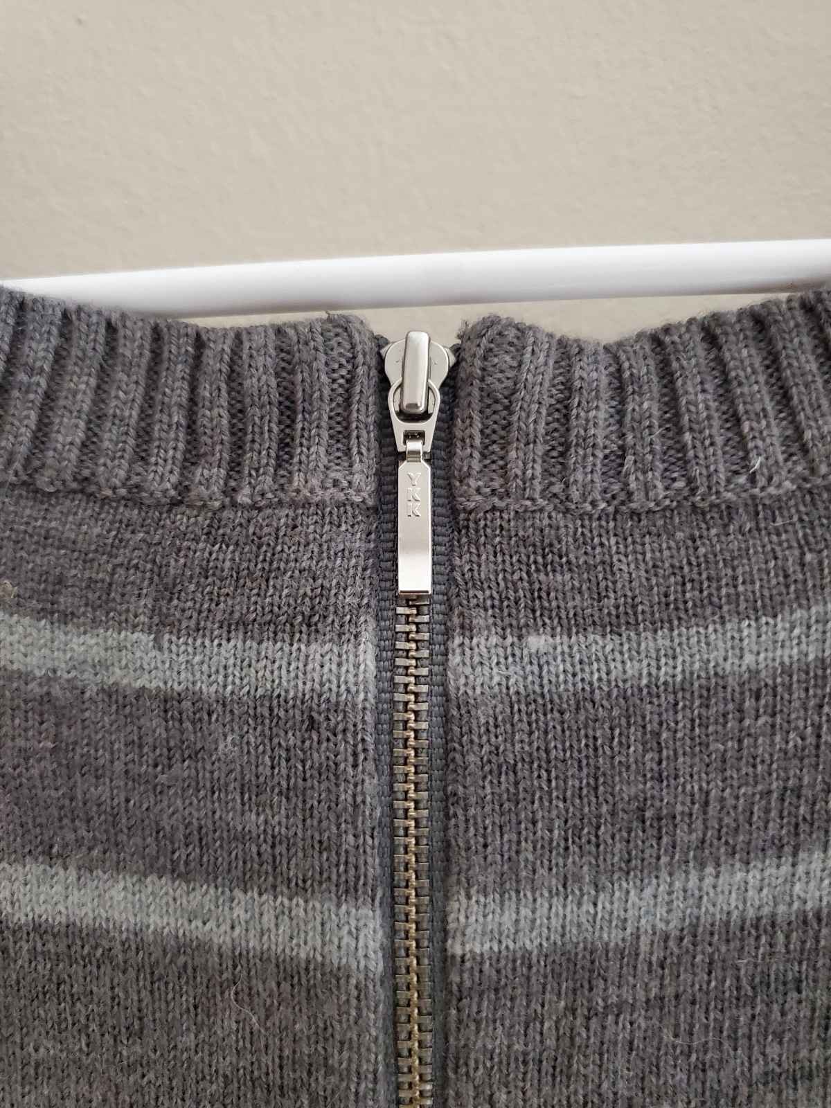 Max Studio Merino Wool Gray Stripe Sweater