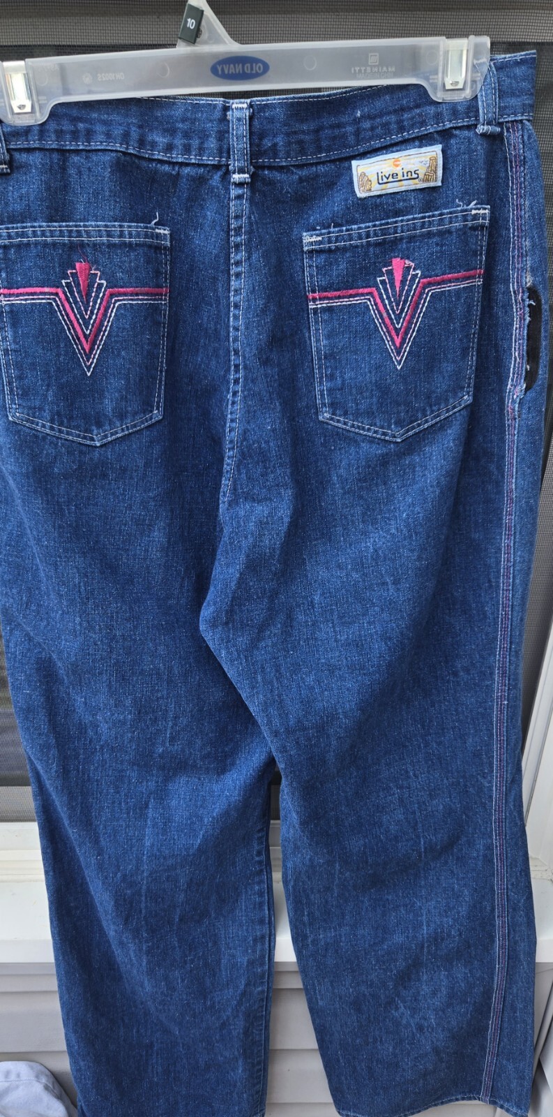 Vintage Incredible 70s Live ins Rainbow Stitch high waist denim jeans