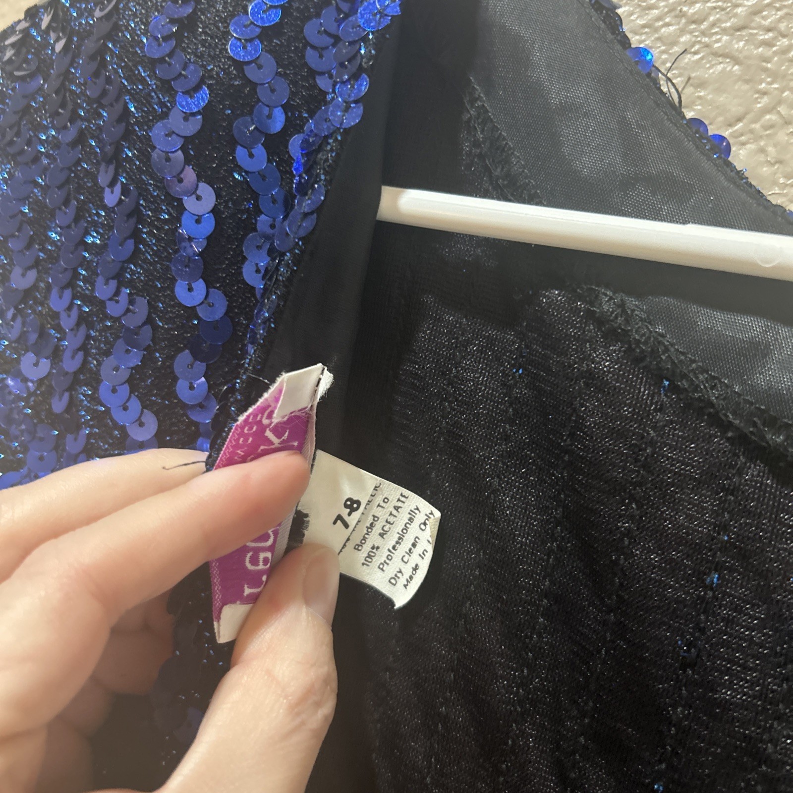 Vintage Fredericks Of Hollywood Blue Sequins Wiggle Dress Party Vegas Cocktail M