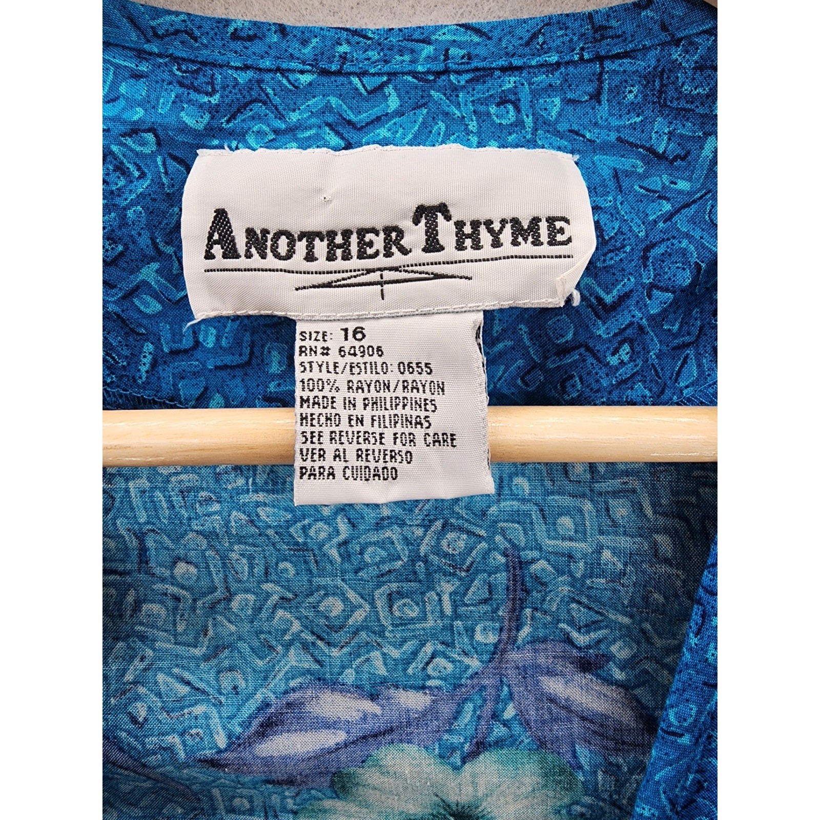 Another Thyme Vintage 90s Tropical Floral Blue Maxi Dress & Jacket Set Size 16