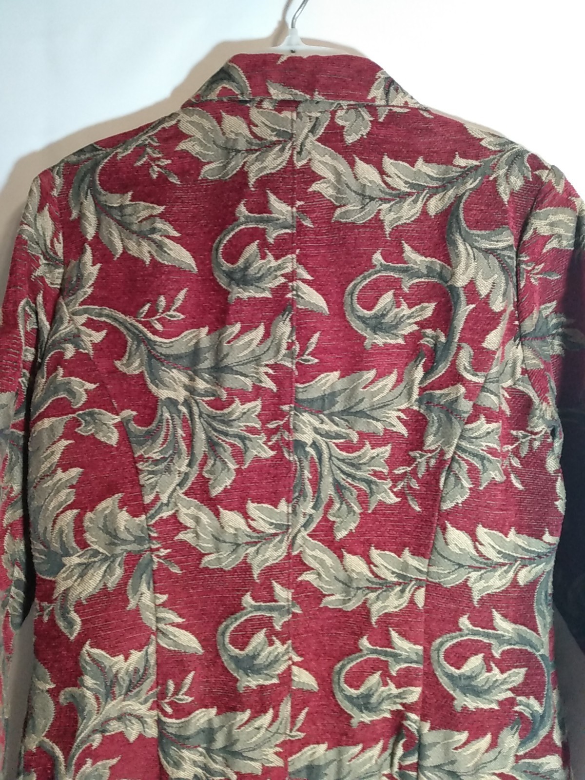 PORTRAIT 90s Lined Red and Gold Tapestry Jacquard Floral Coat/Jacket Long Boho