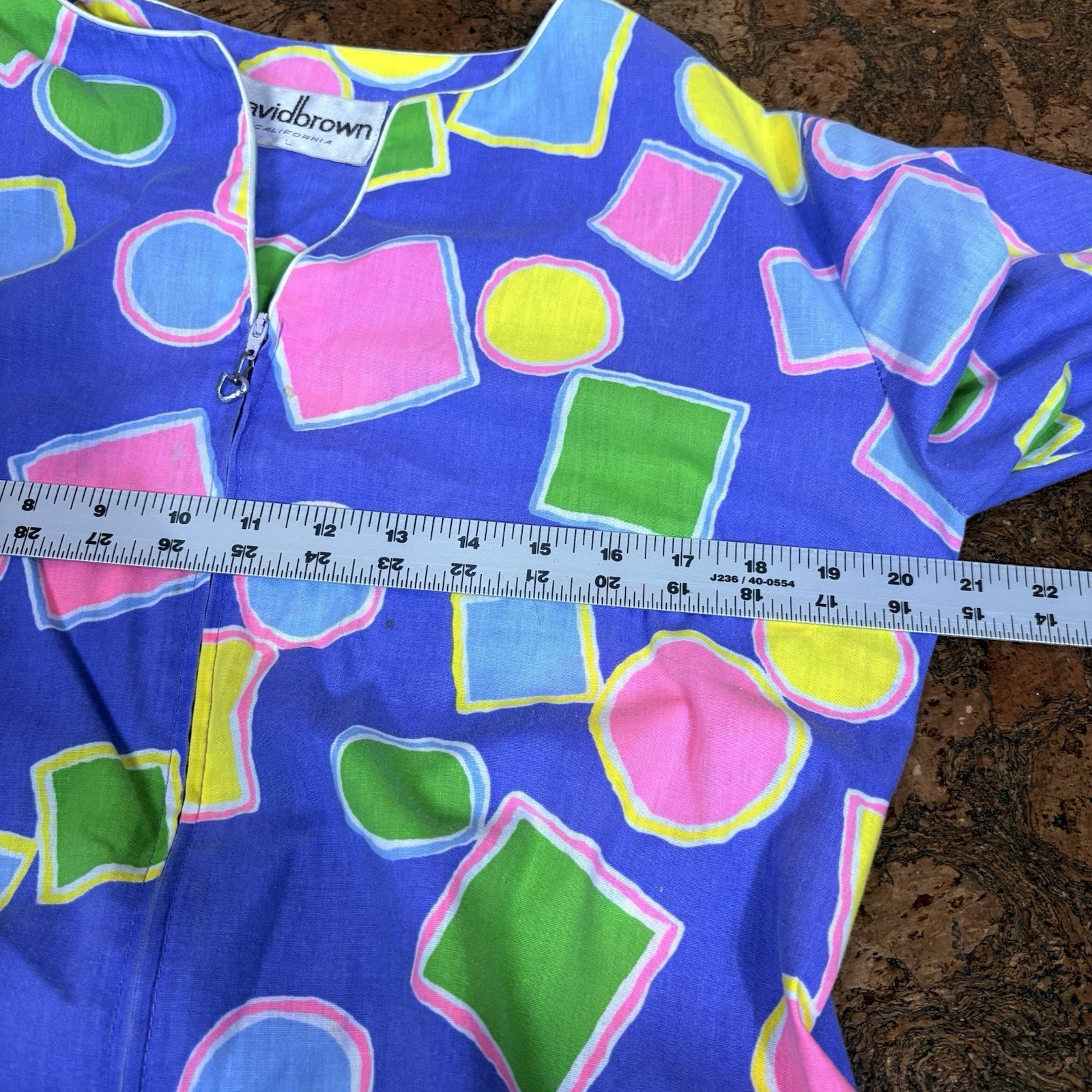 Vintage David Brown California Geometric Maxi Dress Art Teach 80s 90s Size L