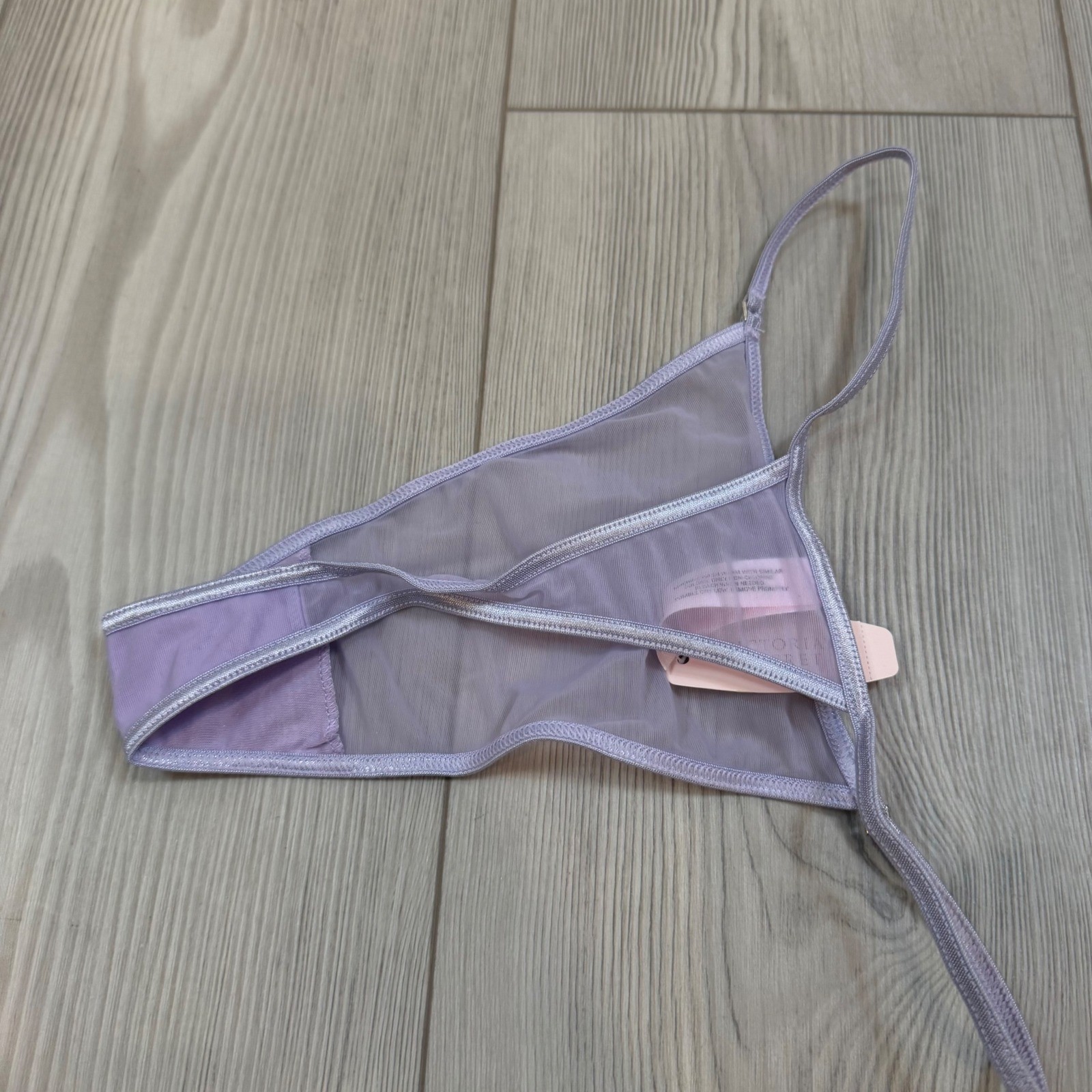 Vintage Victorias Secret V-String Thong Lavender Purple Sheer Mesh Y2K NWT Small