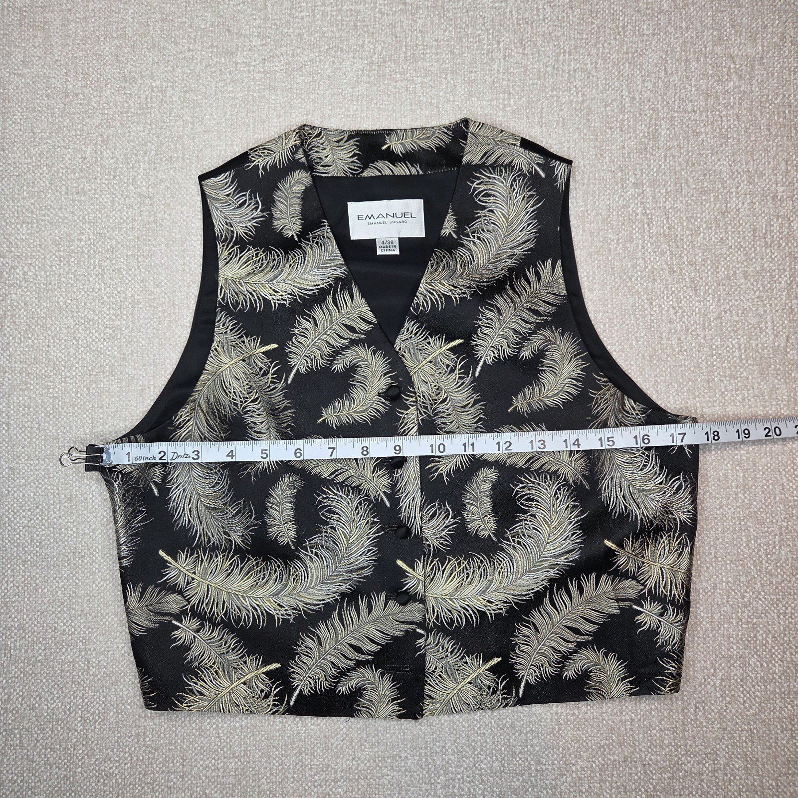 Vintage 90’s EMANUEL Emanuel Ungaro Feather Pattern Silk Rayon Blend Vest 4/38