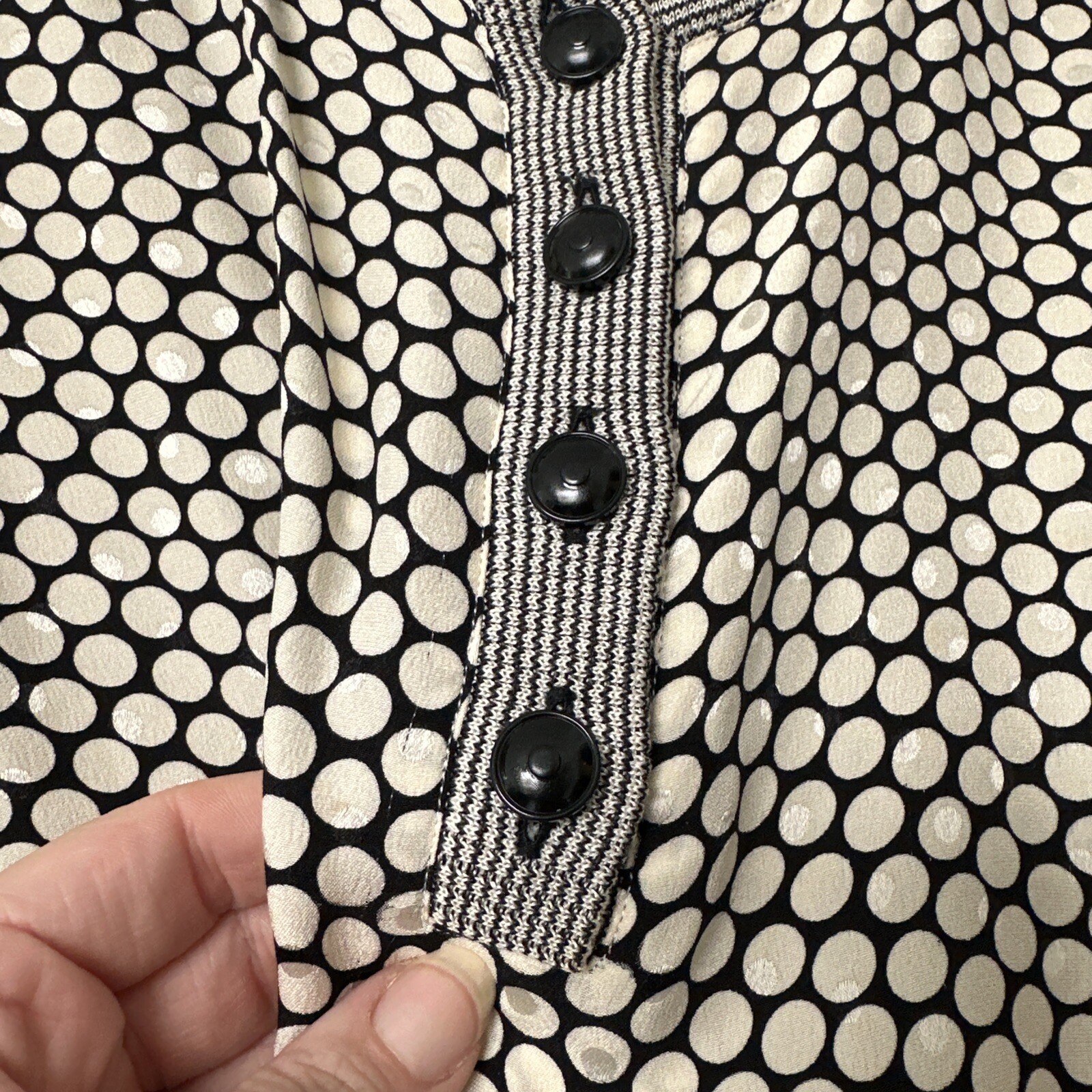Vintage Emanuel Ungaro Blouse Made In Italy Black And Ivory Sz 8
