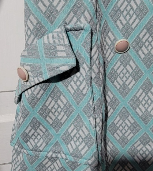 EUC Vintage 60s Mod Castello d&rsquo;Elmo Double Breasted Diamond Knit Med Spring Coat